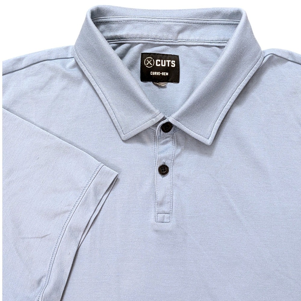 Cuts Clothing AO Curve Hem Polo Mens XXL Stratus Blue Short Sleeve Shirt